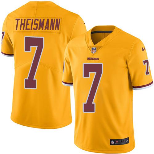 Nike Redskins #7 Joe Theismann Gold Men's Stitched NFL Limited Rush Jersey - Click Image to Close